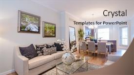  Presentation with luxury house - PPT theme having investment portfolio - modern dining room in luxury background and a lemonade colored foreground