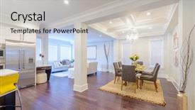  Presentation with luxury vintage house - Presentation theme featuring investment portfolio - modern dining room in luxury background and a light gray colored foreground