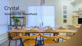  Presentation with luxury house - PPT layouts enhanced with investment portfolio - modern dining room in luxury background and a light blue colored foreground