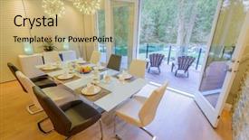  Presentation with luxury house - Presentation theme with investment portfolio - modern dining room in luxury background and a coral colored foreground