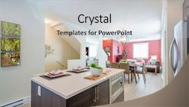  Presentation with luxury house - PPT theme consisting of investment portfolio - modern kitchen in luxury house background and a light gray colored foreground