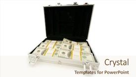  Presentation with investment money - PPT theme consisting of investment portfolio - money in the case isolated background and a lemonade colored foreground