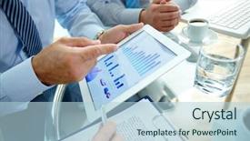  Presentation with finance - Beautiful presentation design featuring modern people doing business graphs backdrop and a light blue colored foreground