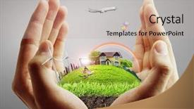  Presentation with human - Slides with investment property - business man house in human background and a mint green colored foreground