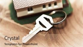  Presentation with real estate investment - Amazing presentation theme having investment property - family house with key real backdrop and a coral colored foreground