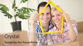  Presentation with fire and ice moving - Amazing slide deck having investment property - happy smiling couple moving backdrop and a  colored foreground