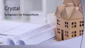  Presentation with architecture - Audience pleasing PPT theme consisting of investment property - image of new model house backdrop and a light gray colored foreground