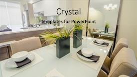  Presentation with luxury house - Beautiful PPT layouts featuring investment property - modern dining room in luxury backdrop and a soft green colored foreground