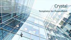  Presentation with high rise building - Cool new PPT theme with investment property - panoramic and perspective wide angle backdrop and a sky blue colored foreground