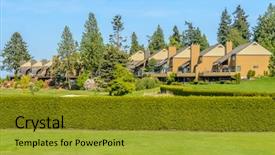  Presentation with north america 3d - Presentation design featuring investment property - perfect neighborhood houses in suburb background and a  colored foreground