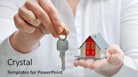  Presentation with real estate development - Colorful PPT theme enhanced with investment property - real estate agent with house backdrop and a light gray colored foreground