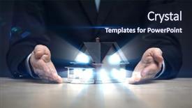  Presentation with shining - Audience pleasing theme consisting of investment proposal - close up of hands backdrop and a wine colored foreground