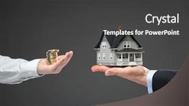  Presentation with real estate investment - Slide set with investment proposal - close up of two hands background and a dark gray colored foreground