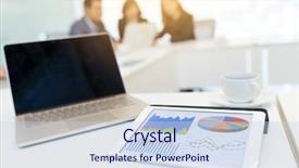  Presentation with laptop blank screen - Cool new PPT theme with investment proposal - digital tablet showing data chart backdrop and a sky blue colored foreground