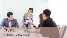  Presentation with conference - Presentation design consisting of investment proposal - entrepreneurs and business people conference background and a coral colored foreground