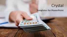  Presentation with medical robot hand and person - Slide deck enhanced with investment proposal - hands of person proposing money background and a mint green colored foreground