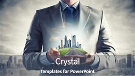  Presentation with real estate investment - Cool new PPT theme with investment real estate - close up of businessman holding backdrop and a ocean colored foreground