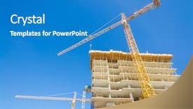  Presentation with high rise building - Colorful slide set enhanced with investment real estate - high-rise building under construction backdrop and a teal colored foreground