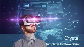  Presentation with business plan - Amazing presentation theme having investment related - amazed businessman with virtual reality backdrop and a ocean colored foreground