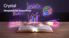  Presentation with book - PPT theme having investment strategy - book on wooden deck background and a tawny brown colored foreground