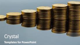  Presentation with financial planning - Beautiful PPT layouts featuring investment strategy - stacked coins ascending series symbolic backdrop and a gray colored foreground