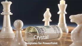  Presentation with chess board - PPT theme featuring investment strategy - stock image of dollar bill background and a coral colored foreground