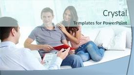  Presentation with investment - Beautiful theme featuring investment strategy with a financial backdrop and a sky blue colored foreground