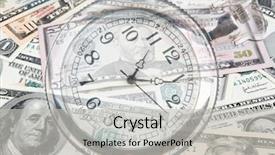  Presentation with time money - Presentation design consisting of investment timing - watch and assorted american banknotes background and a light gray colored foreground