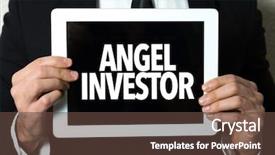  Presentation with angel - PPT layouts having investment work portfolio - angel investor background and a tawny brown colored foreground