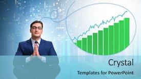  Presentation with economy - PPT theme with investment zen - businessman dreaming of economy background and a light blue colored foreground