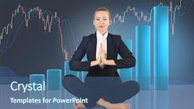  Presentation with hawaiian bar - Theme enhanced with investment zen - woman meditating against bar charts background and a ocean colored foreground