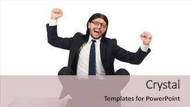  Presentation with floor - Slides featuring investment zen - young businessman sitting background and a  colored foreground