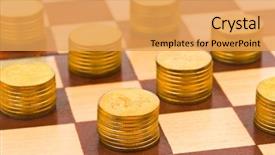  Presentation with chess money - PPT layouts consisting of sports investments - money on chess board background and a yellow colored foreground
