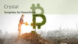  Presentation with investments - Slide set featuring investments-in-cryptocurrency-mixed-media background and a soft green colored foreground