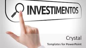  Presentation with investments - Audience pleasing PPT layouts consisting of investments in portuguese written backdrop and a light gray colored foreground