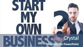  Presentation with start up business - Colorful PPT layouts enhanced with investors decisions - business man pointing the text backdrop and a ocean colored foreground