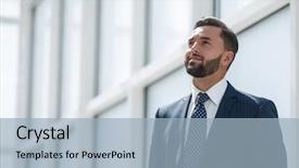  Presentation with new office - Colorful PPT theme enhanced with investors decisions - dreaming of a businessman standing backdrop and a light blue colored foreground