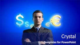  Presentation with confident - Presentation theme featuring investors decisions - image of confident businessman background and a navy blue colored foreground