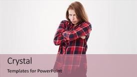  Presentation with sad girl - Beautiful PPT layouts featuring envy - pretty sad offended girl backdrop and a coral colored foreground