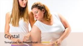  Presentation with fat - Beautiful PPT layouts featuring tape one woman looking unhappy backdrop and a coral colored foreground