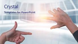  Presentation with car body repairer holding - Presentation design consisting of invisibile hands - businesswoman holding invisible card background and a sky blue colored foreground