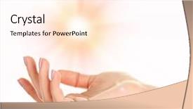  Presentation with woman covering man mouth hand - Cool new slide deck with invisibile hands - light in young woman hand backdrop and a cream colored foreground