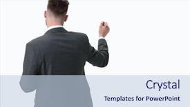  Presentation with writing - Amazing PPT theme having invisibile hands - rear view businessman writing backdrop and a light blue colored foreground