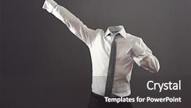  Presentation with super man - Colorful PPT layouts enhanced with invisible man in formal wear backdrop and a dark gray colored foreground