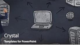  Presentation with touch screen virtual reality - Beautiful PPT theme featuring invisible virtual screen against black backdrop and a dark gray colored foreground