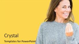  Presentation with over come challanges - Amazing slide deck having invitation - beautiful middle age woman wearing backdrop and a yellow colored foreground