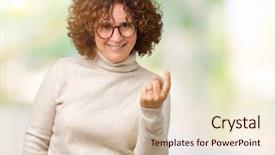  Presentation with middle ages - Slide deck consisting of invitation - beautiful middle ager senior woman background and a lemonade colored foreground