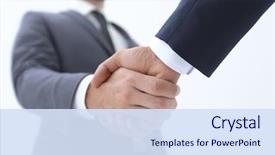  Presentation with handshake - Cool new presentation theme with invitation - businessman by handshake invites backdrop and a sky blue colored foreground