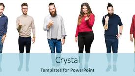  Presentation with people collage - Beautiful PPT theme featuring invitation - collage of people over white backdrop and a light blue colored foreground