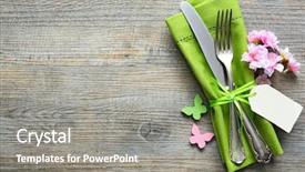  Presentation with cutlery - PPT layouts having invitation - easter table setting with spring background and a gray colored foreground